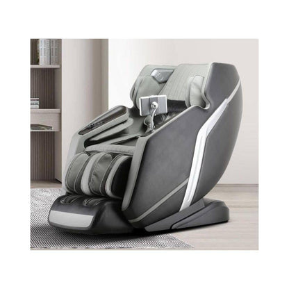 4D Deluxe Gray and Black Zero Gravity and Space Saving Faux Leather Heated Massage Chair with Sl-Track and Bluetooth