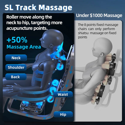 4D Full Body Massage Chair Zero Gravity Shiatsu Recliner,Sl Track Massage Chair with Heating,Leg Auto Extension,Bluetooth,Ai Voice and APP Controller,White
