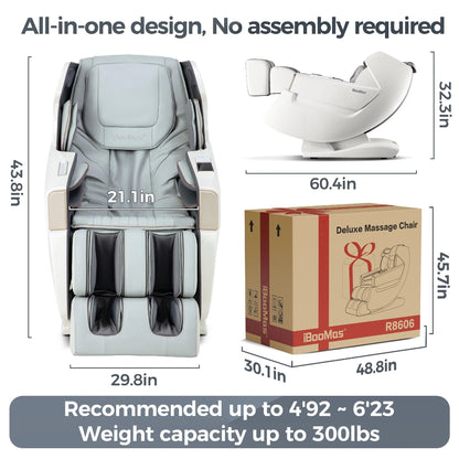 4D Full Body Massage Chair Zero Gravity Shiatsu Recliner,Sl Track Massage Chair with Heating,Leg Auto Extension,Bluetooth,Ai Voice and APP Controller,White