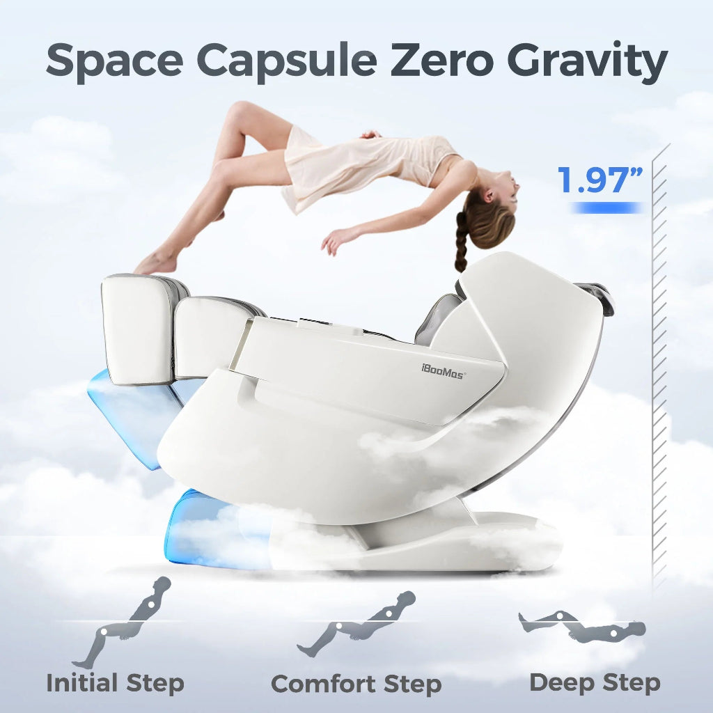4D Full Body Massage Chair Zero Gravity Shiatsu Recliner,Sl Track Massage Chair with Heating,Leg Auto Extension,Bluetooth,Ai Voice and APP Controller,White