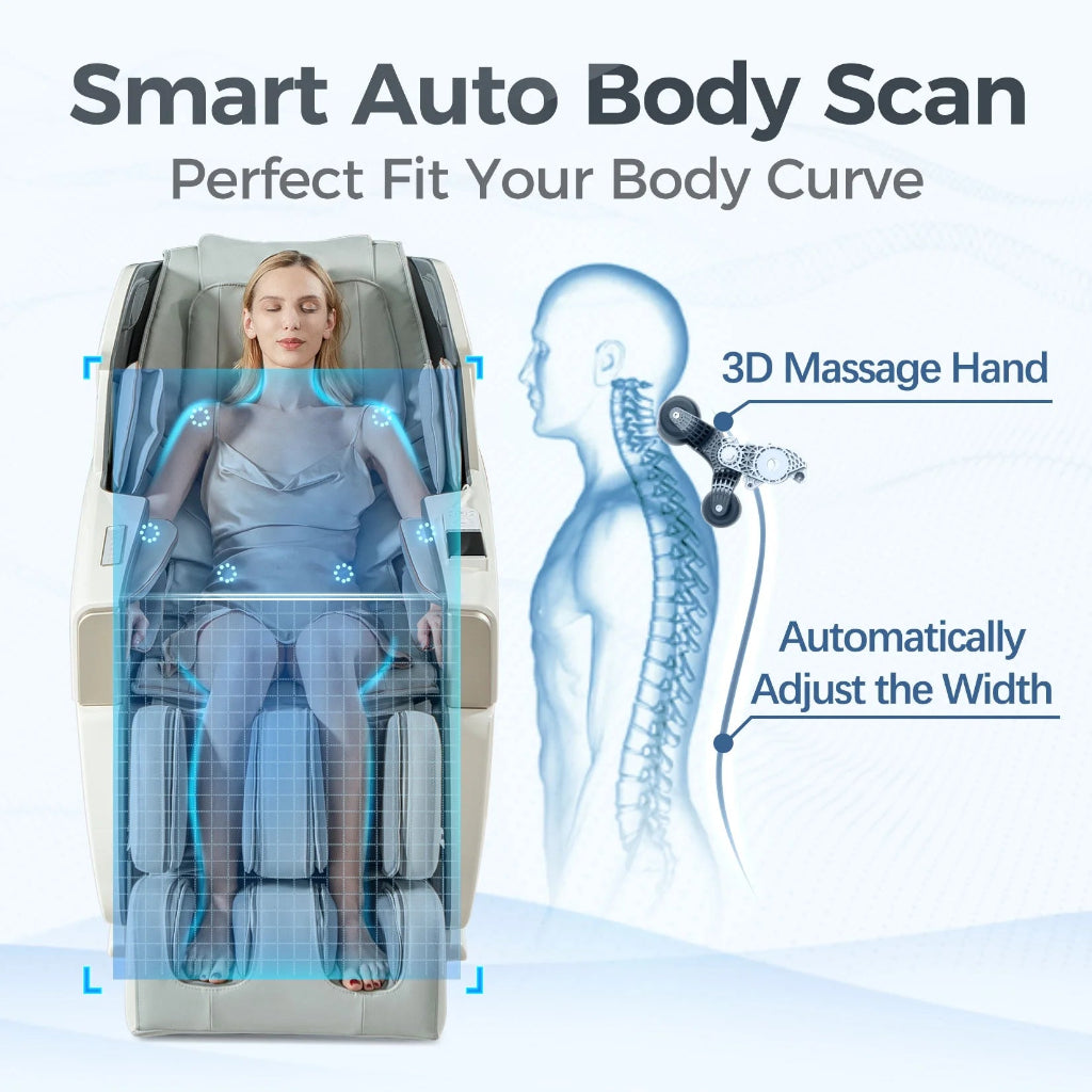 4D Full Body Massage Chair Zero Gravity Shiatsu Recliner,Sl Track Massage Chair with Heating,Leg Auto Extension,Bluetooth,Ai Voice and APP Controller,White