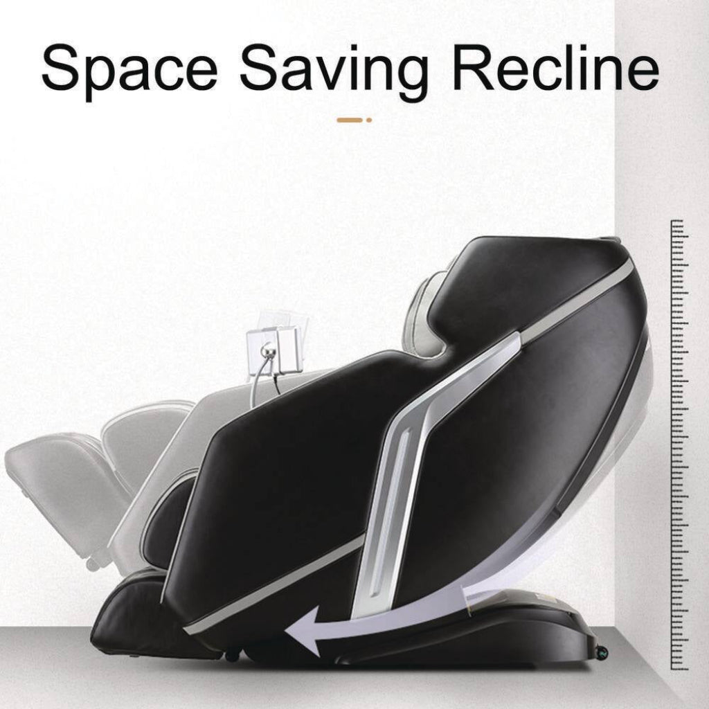 4D Deluxe Gray and Black Zero Gravity and Space Saving Faux Leather Heated Massage Chair with Sl-Track and Bluetooth